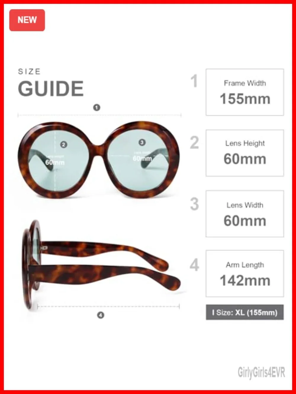 Oversized Round Sunglasses for Women, UV400 Protection, Plastic Frame